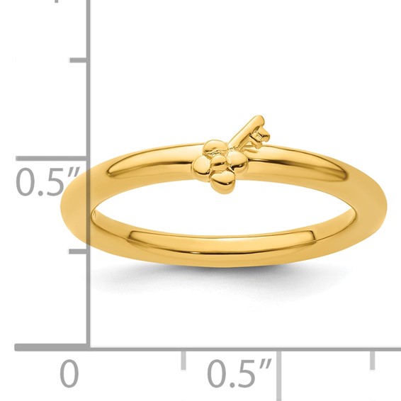 Sterling Silver Stackable Expressions Yellow-plated Key Ring