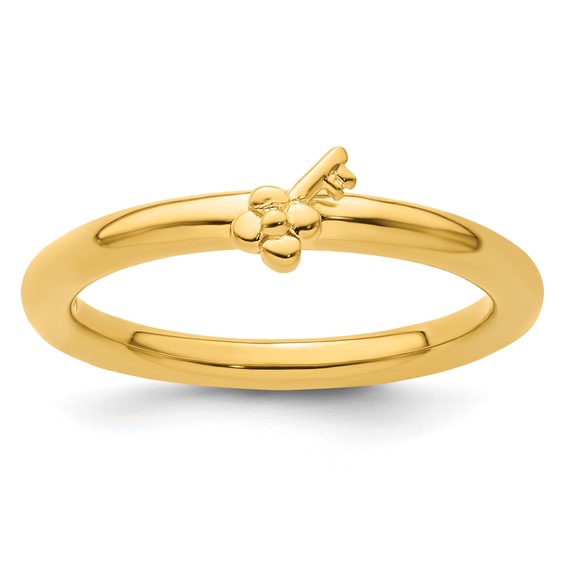 Sterling Silver Stackable Expressions Yellow-plated Key Ring