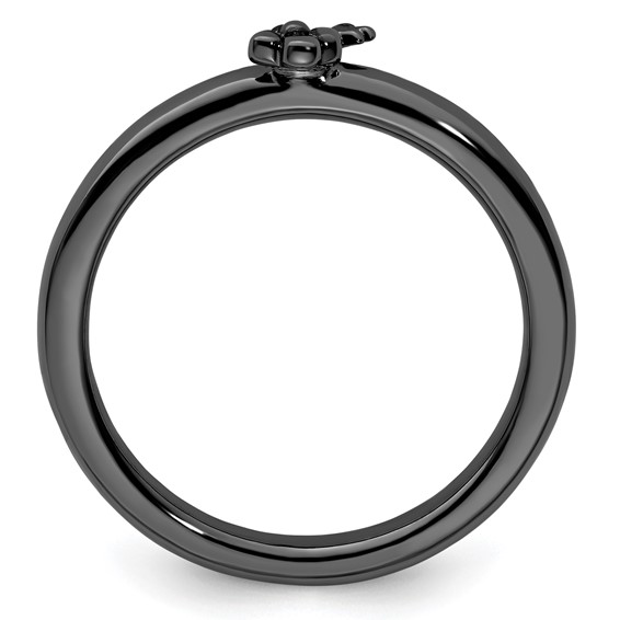 Sterling Silver Stackable Expressions Black-plated Key Ring