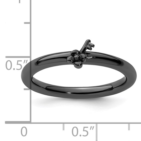 Sterling Silver Stackable Expressions Black-plated Key Ring