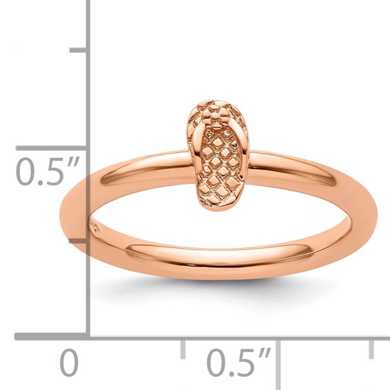 Sterling Silver Stackable Expressions Pink-plated Flip Flop Ring