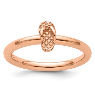Sterling Silver Stackable Expressions Pink-plated Flip Flop Ring
