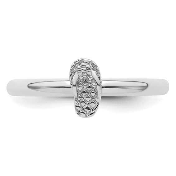 Sterling Silver Stackable Expressions Rhodium Flip Flop Ring