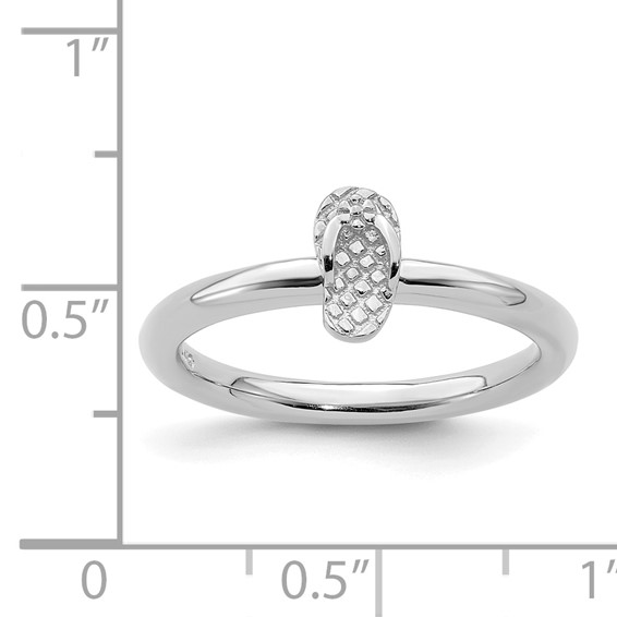 Sterling Silver Stackable Expressions Rhodium Flip Flop Ring