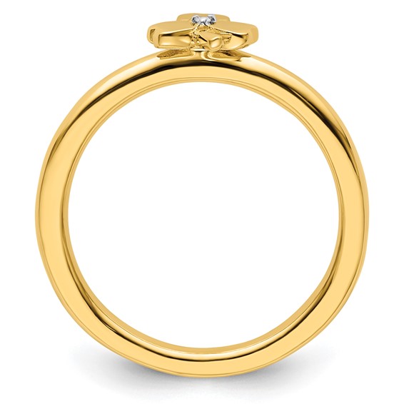 Sterling Silver Stackable Expressions Yellow-plated Dia. Clover Ring