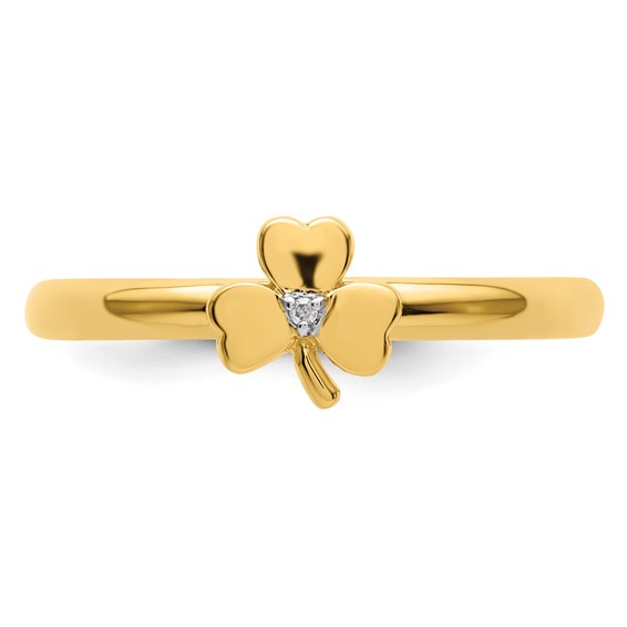 Sterling Silver Stackable Expressions Yellow-plated Dia. Clover Ring
