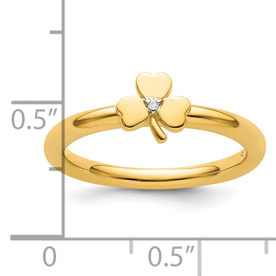 Sterling Silver Stackable Expressions Yellow-plated Dia. Clover Ring