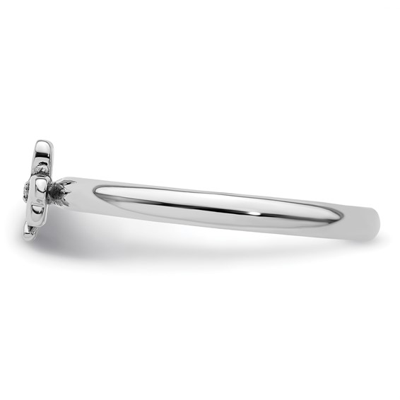 Sterling Silver Stackable Expressions Rhodium Diamond Clover Ring
