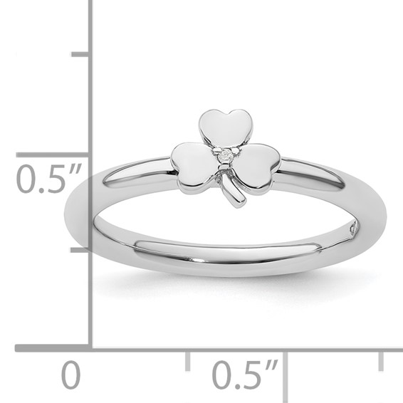 Sterling Silver Stackable Expressions Rhodium Diamond Clover Ring