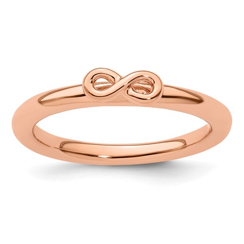Sterling Silver Stackable Expressions Pink-plated Infinity Symbol Ring