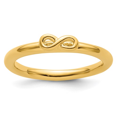 Sterling Silver Stackable Expressions Yellow-plated Infinity Symbol Ring