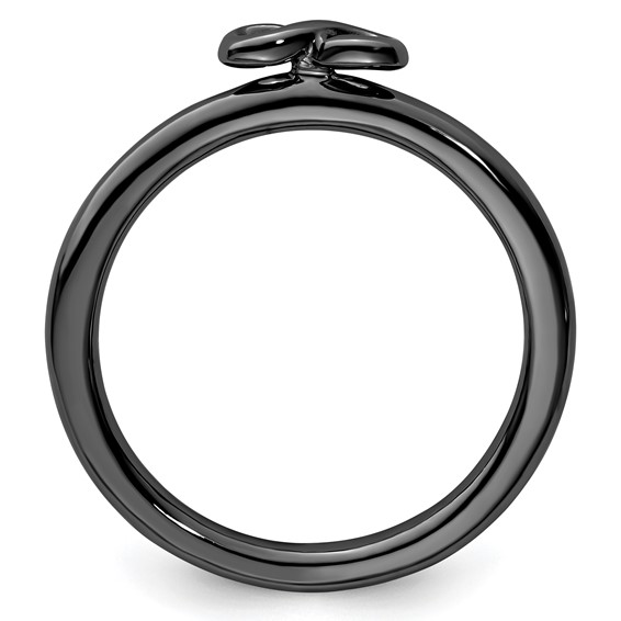 Sterling Silver Stackable Expressions Black-plated Infinity Symbol Ring