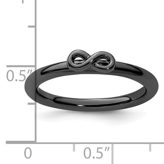 Sterling Silver Stackable Expressions Black-plated Infinity Symbol Ring