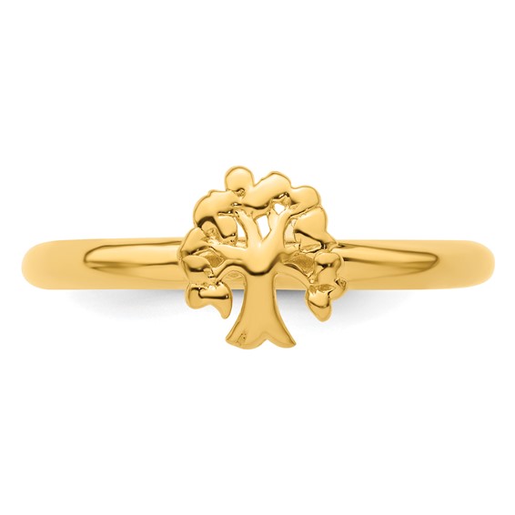 Sterling Silver Stackable Expressions Yellow-plated Tree Ring