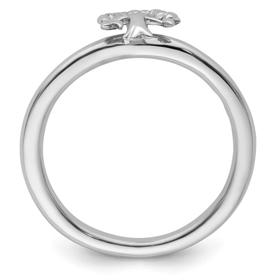 Sterling Silver Stackable Expressions Rhodium Tree Ring