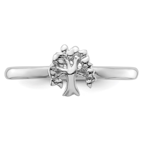 Sterling Silver Stackable Expressions Rhodium Tree Ring