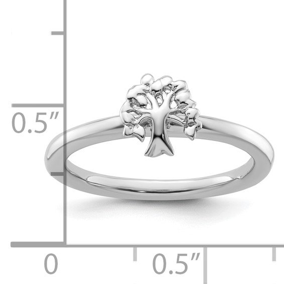 Sterling Silver Stackable Expressions Rhodium Tree Ring
