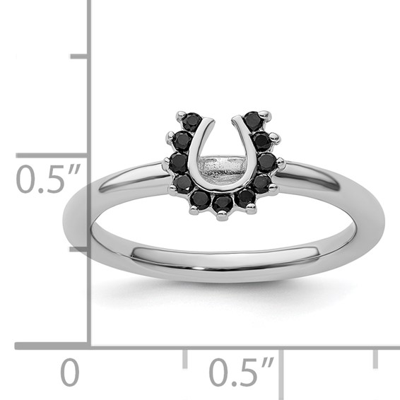 Sterling Silver Stackable Expressions Rhodium Black Dia. Horseshoe Ring