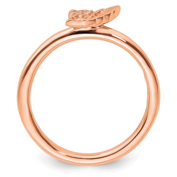 Sterling Silver Stackable Expressions Pink-plated Angel Wing Ring