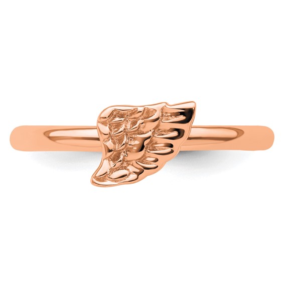 Sterling Silver Stackable Expressions Pink-plated Angel Wing Ring