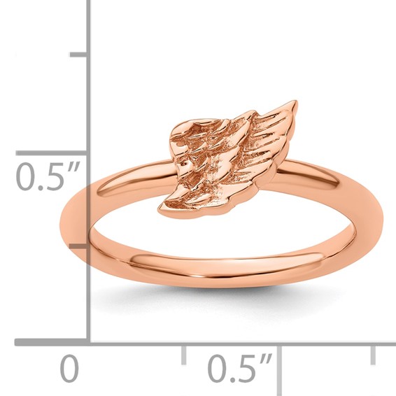 Sterling Silver Stackable Expressions Pink-plated Angel Wing Ring