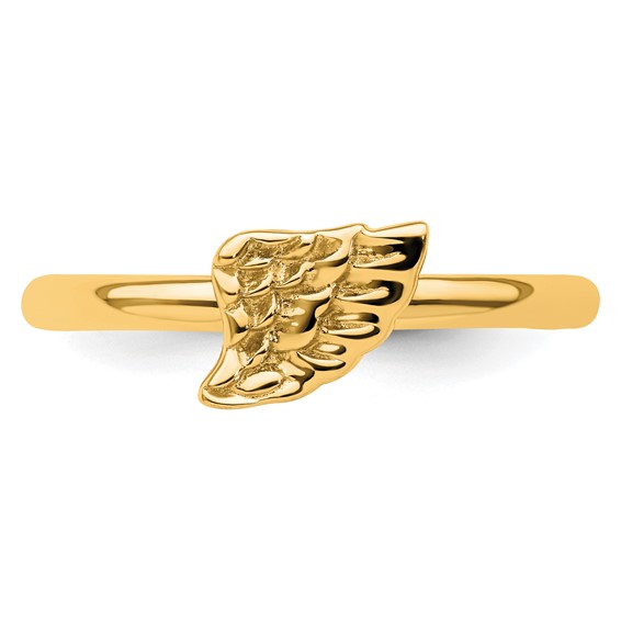 Sterling Silver Stackable Expressions Yellow-plated Angel Wing Ring