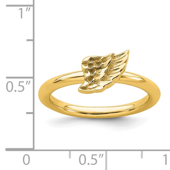 Sterling Silver Stackable Expressions Yellow-plated Angel Wing Ring