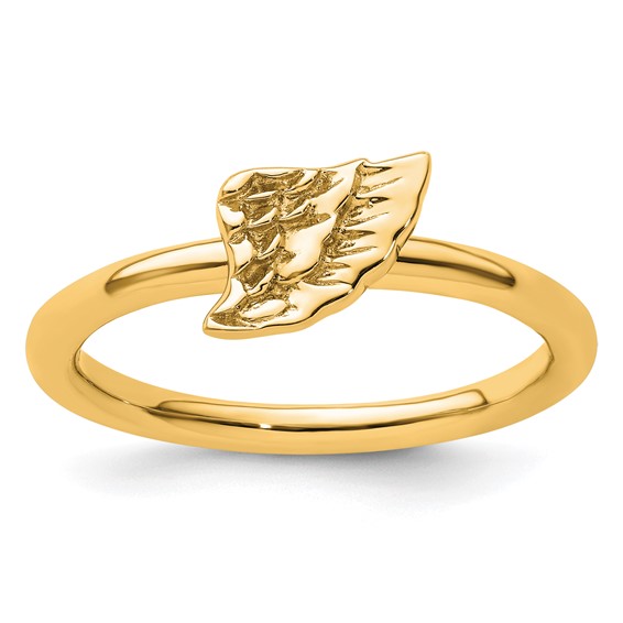 Sterling Silver Stackable Expressions Yellow-plated Angel Wing Ring