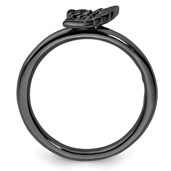 Sterling Silver Stackable Expressions Black-plated Angel Wing Ring