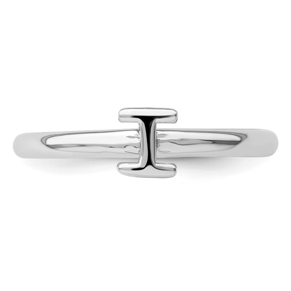 Sterling Silver Stackable Expressions Rhodium Letter I Ring