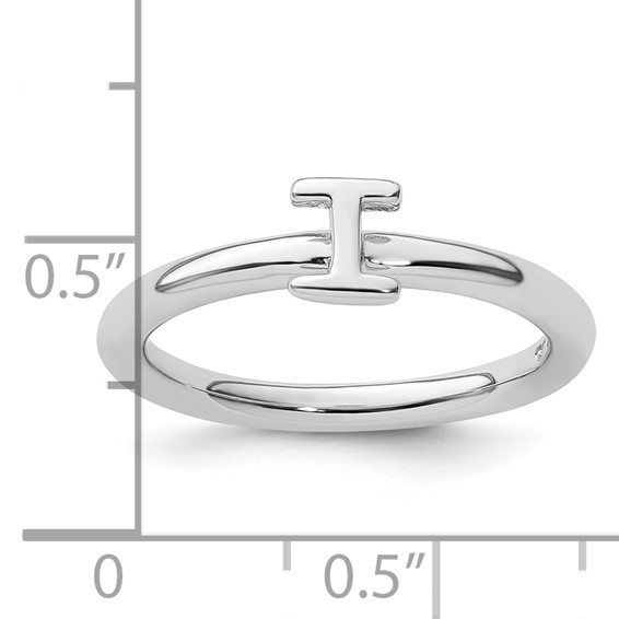 Sterling Silver Stackable Expressions Rhodium Letter I Ring