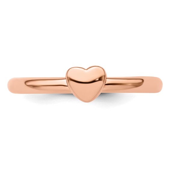 Sterling Silver Stackable Expressions Pink-plated Puffed Heart Ring