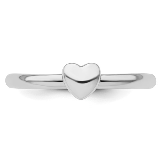 Sterling Silver Stackable Expressions Rhodium Puffed Heart Ring