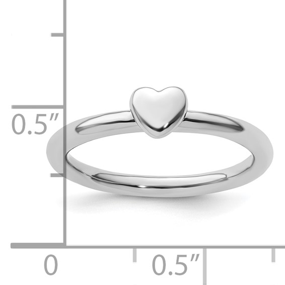 Sterling Silver Stackable Expressions Rhodium Puffed Heart Ring