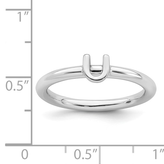 Sterling Silver Stackable Expressions Rhodium Letter U Ring