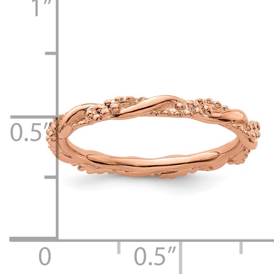 Sterling Silver Stackable Expressions Pink-plated Twist Ring