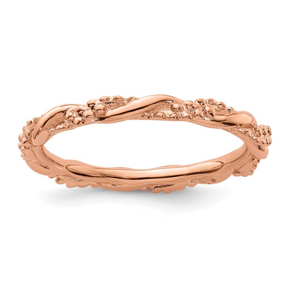 Sterling Silver Stackable Expressions Pink-plated Twist Ring