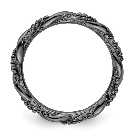 Sterling Silver Stackable Expressions Black-plated Twist Ring