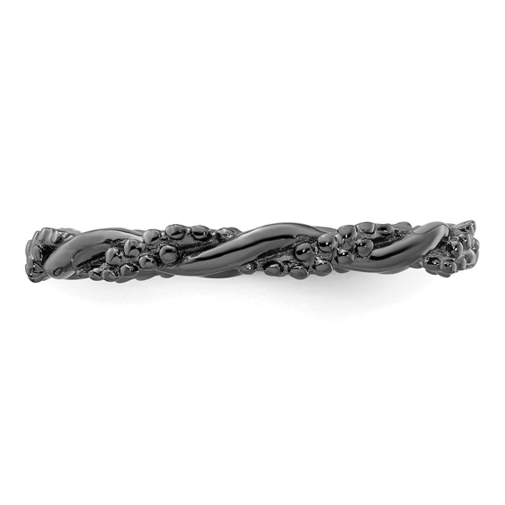 Sterling Silver Stackable Expressions Black-plated Twist Ring