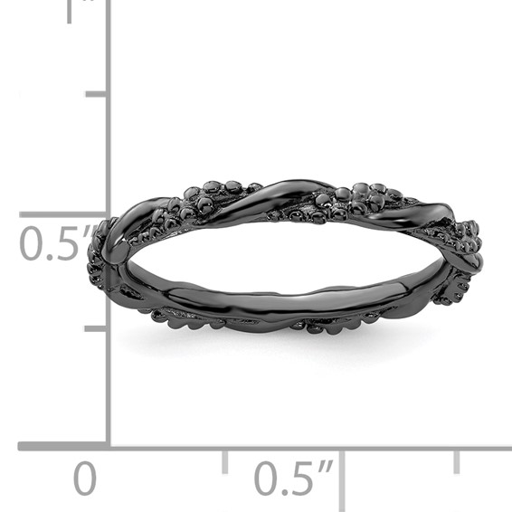 Sterling Silver Stackable Expressions Black-plated Twist Ring
