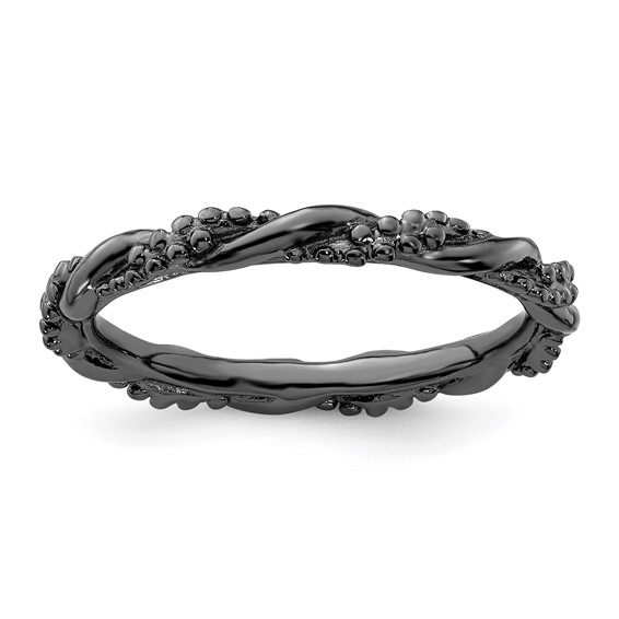 Sterling Silver Stackable Expressions Black-plated Twist Ring
