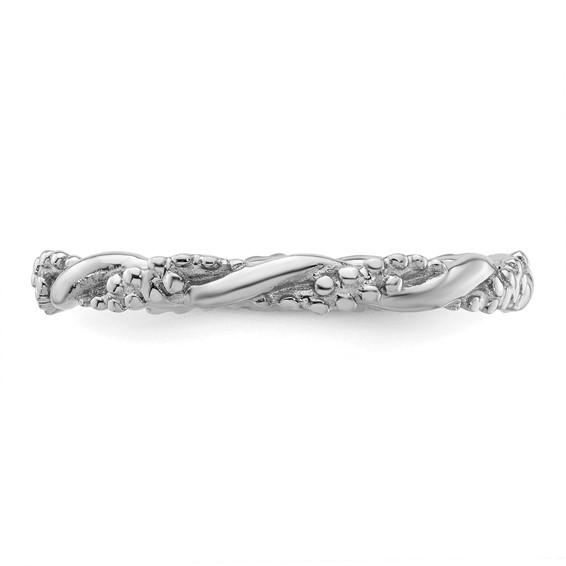 Sterling Silver Stackable Expressions Rhodium Twist Ring