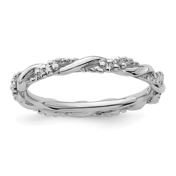 Sterling Silver Stackable Expressions Rhodium Twist Ring