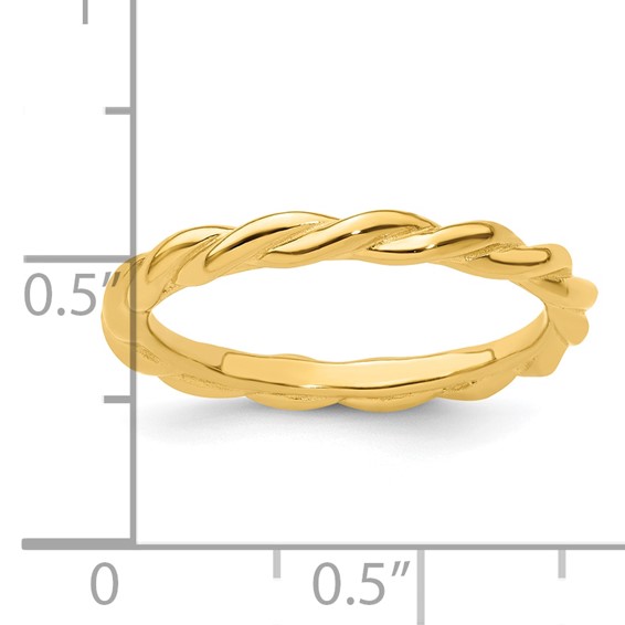 Sterling Silver Stackable Expressions Yellow-plated Twist Ring