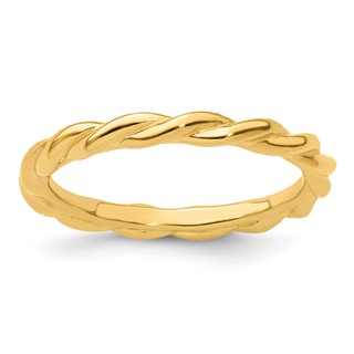 Sterling Silver Stackable Expressions Yellow-plated Twist Ring