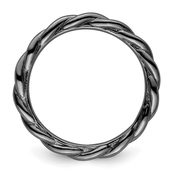 Sterling Silver Stackable Expressions Black-plated Twist Ring