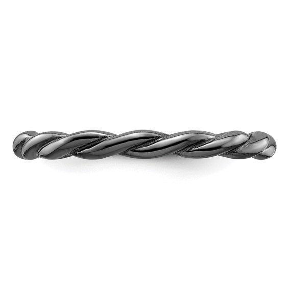 Sterling Silver Stackable Expressions Black-plated Twist Ring
