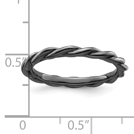 Sterling Silver Stackable Expressions Black-plated Twist Ring