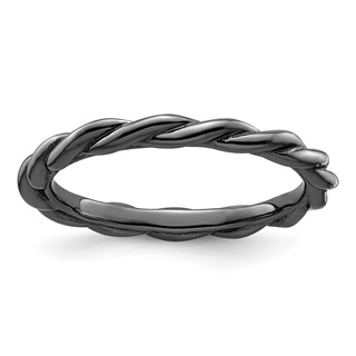Sterling Silver Stackable Expressions Black-plated Twist Ring