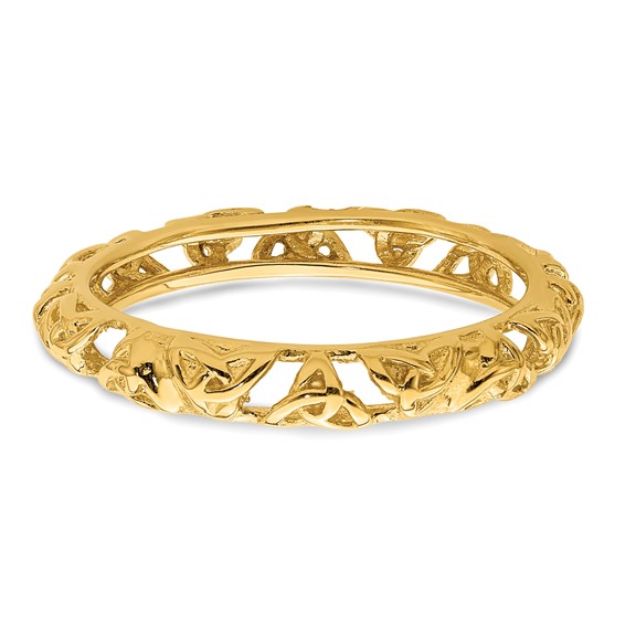 Sterling Silver Stackable Expressions Yellow-plated Celtic Knot Ring